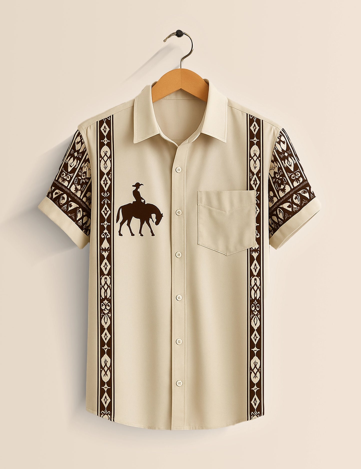 Men's Cowboy Silhouette Tribal – Printed Half Sleeve Shirt - XPST