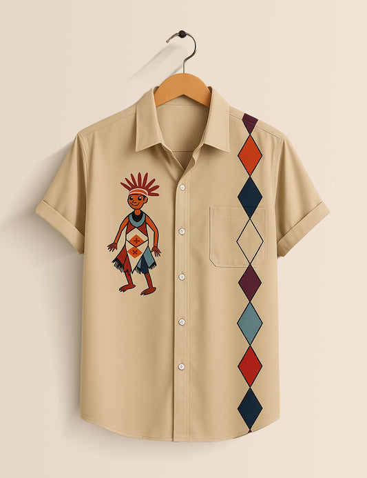 Men's Tribal Dancer Graphic – Printed Half Sleeve Shirt - XPST