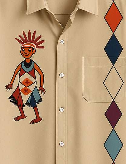Men's Tribal Dancer Graphic – Printed Half Sleeve Shirt - XPST