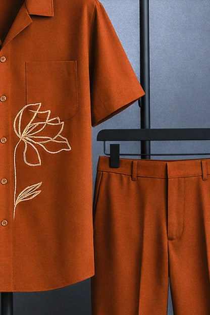 Classy Ember Flora Men's Casual Half Sleeve Shirt and Full Pant Set - XPCRDF