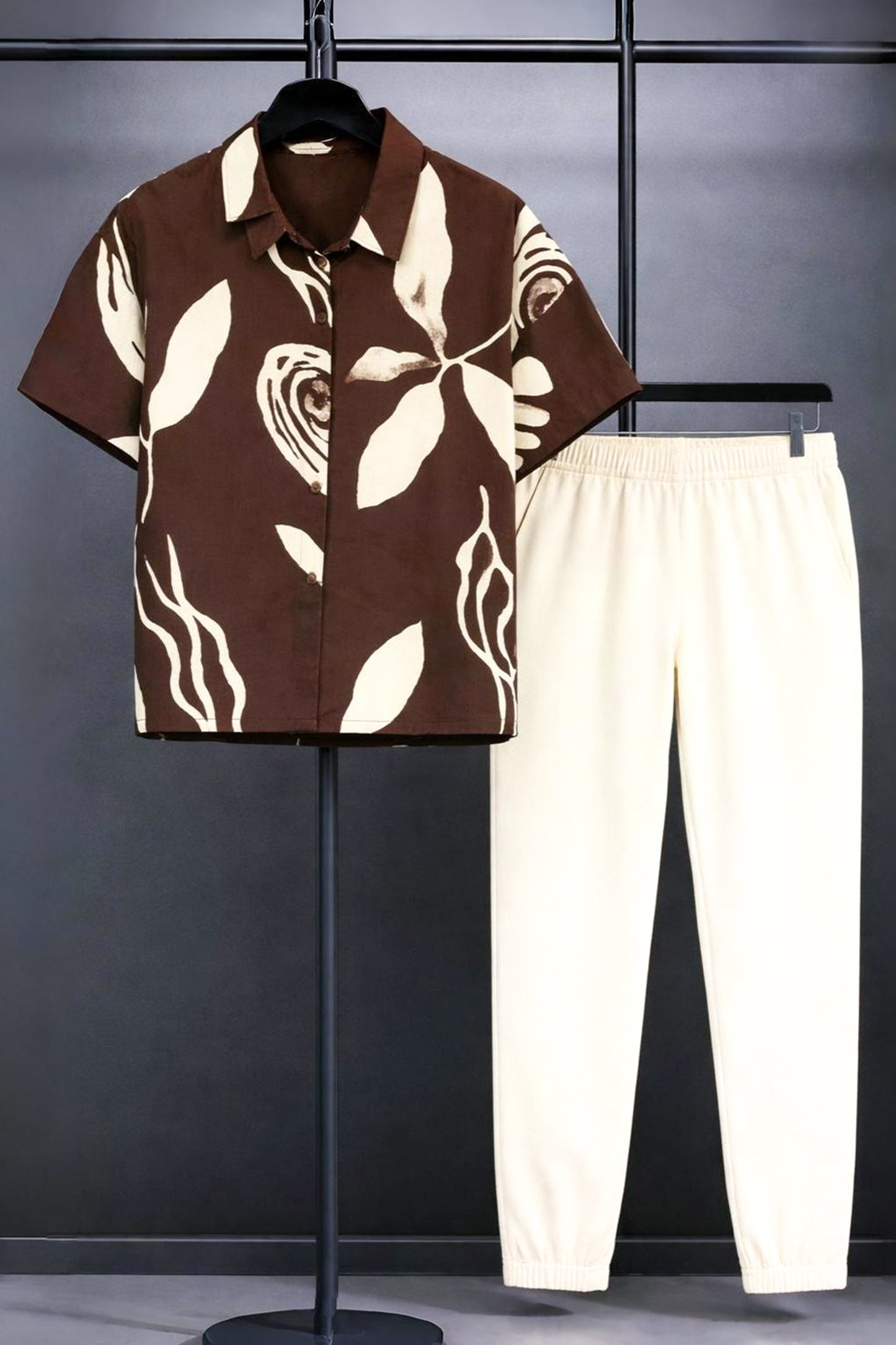 Classy Mocha Petal Men's Casual Half Sleeve Shirt and Full Pant Set - XPCRDF