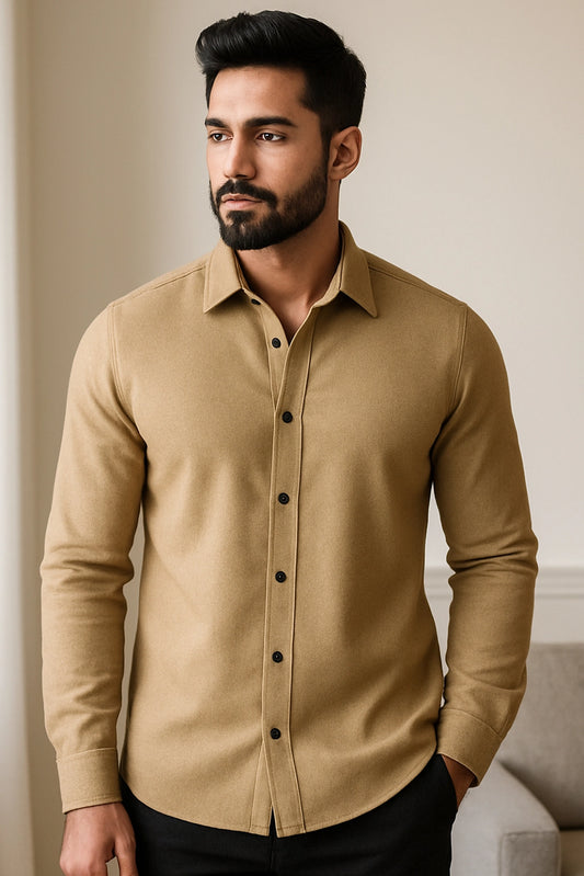 Men's Apricot Color Premium Full Sleeve Shirt