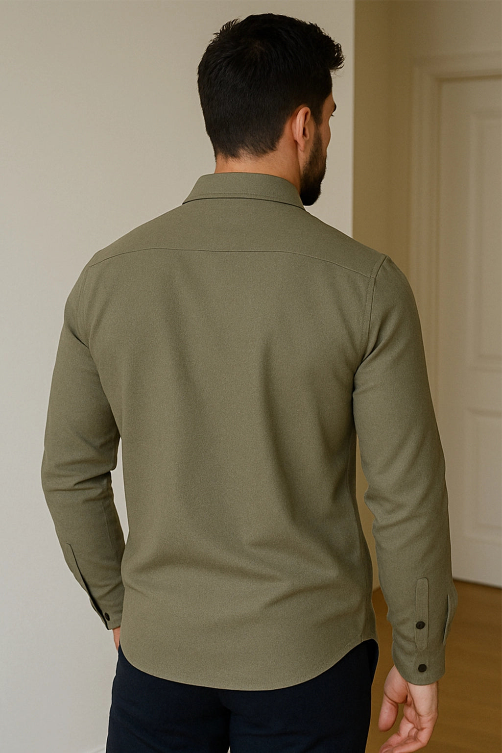 Men's Army Green Color Premium Full Sleeve Shirt