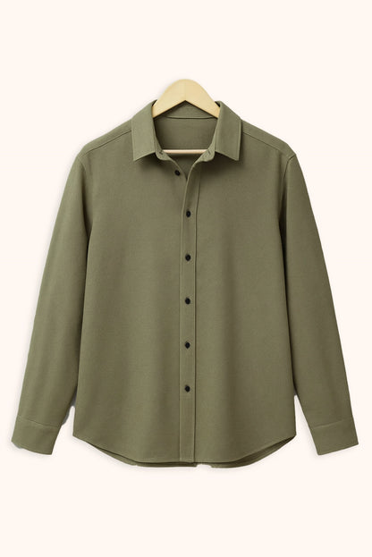 Men's Army Green Color Premium Full Sleeve Shirt