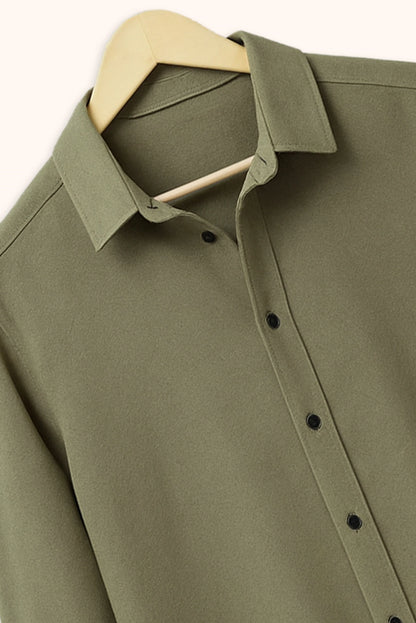 Men's Army Green Color Premium Full Sleeve Shirt