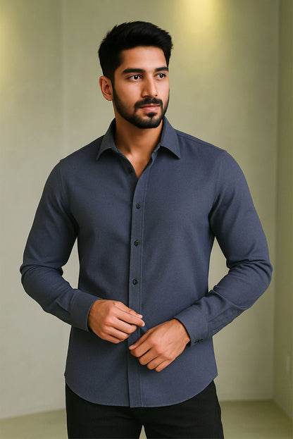Men's Blue Color Premium Full Sleeve Shirt