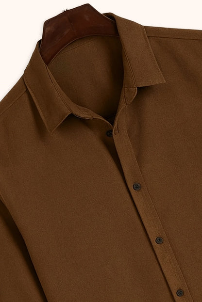 Men's Brown Color Premium Full Sleeve Shirt