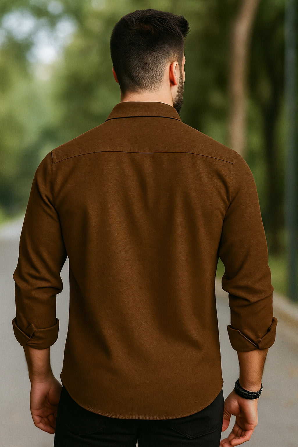 Men's Brown Color Premium Full Sleeve Shirt