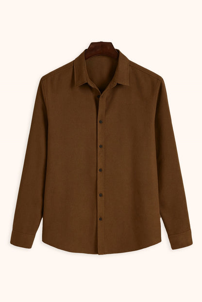Men's Brown Color Premium Full Sleeve Shirt