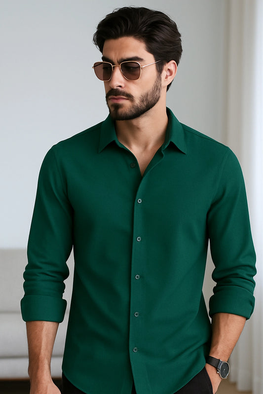 Men's Green Color Premium Full Sleeve Shirt