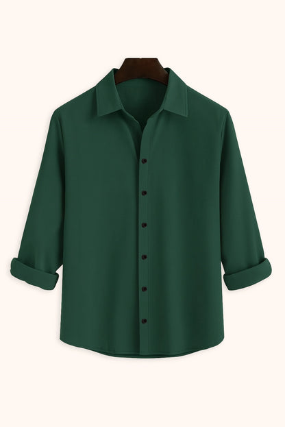 Men's Green Color Premium Full Sleeve Shirt
