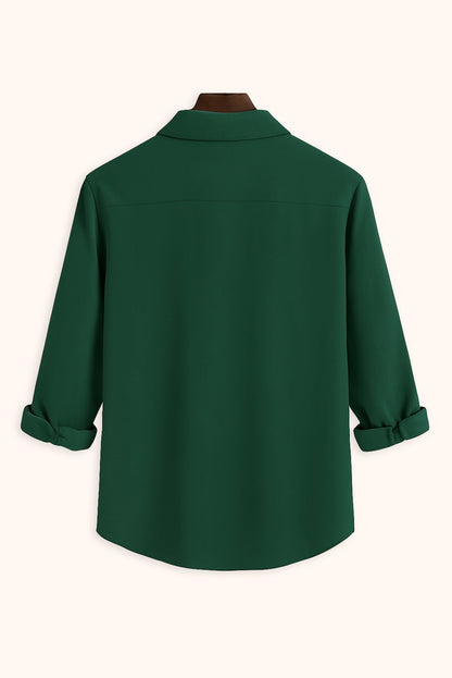 Men's Green Color Premium Full Sleeve Shirt