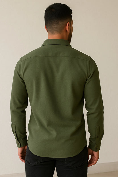Men's Saga Green Color Premium Full Sleeve Shirt