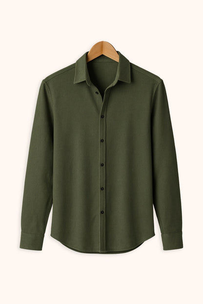 Men's Saga Green Color Premium Full Sleeve Shirt