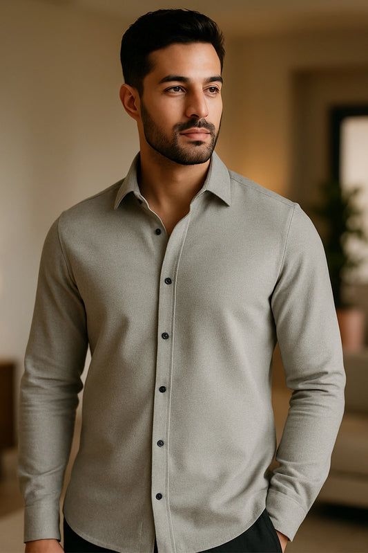 Men's Grey Color Premium Full Sleeve Shirt