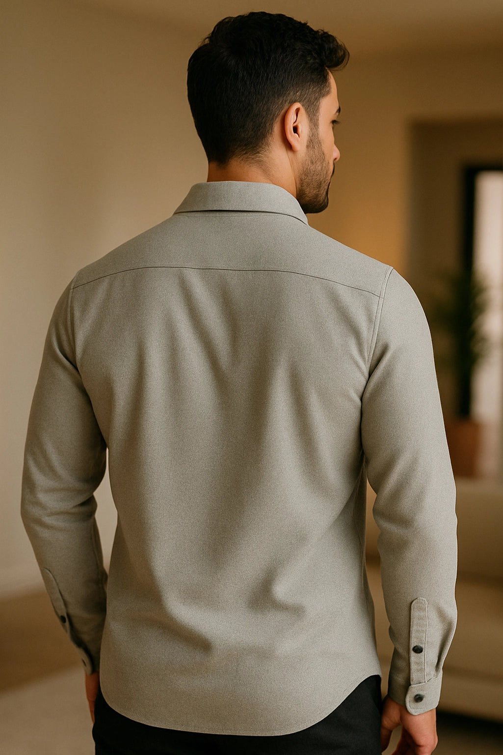 Men's Grey Color Premium Full Sleeve Shirt