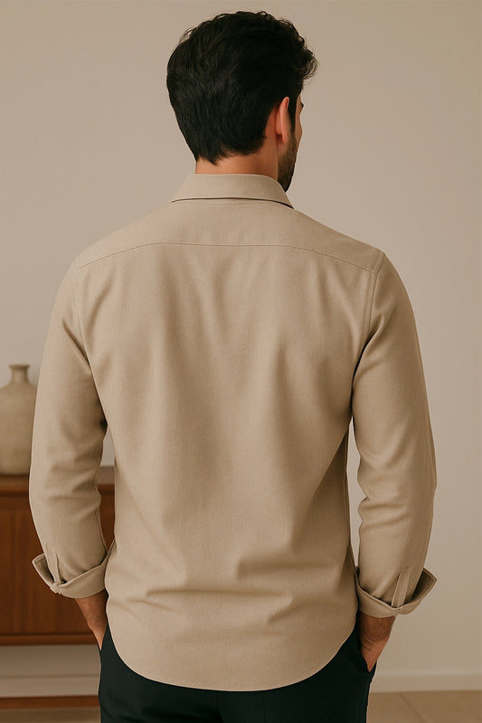 Men's Khaki Color Premium Full Sleeve Shirt - XPST