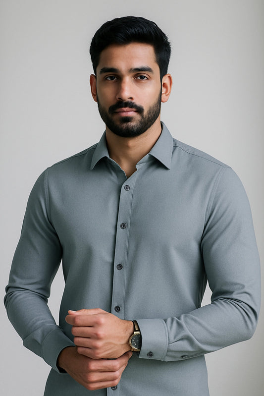 Men's Light Blue Color Premium Full Sleeve Shirt